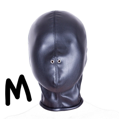 Black leather head mask restraint bondage BDSM V2 皮革头部封闭口塞束缚调教 V2BDSM 1496