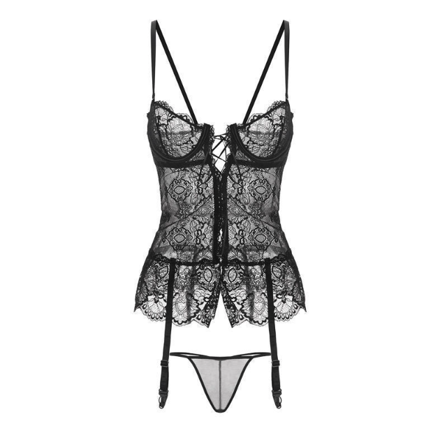 Elegant lace bodysuit vest lingerie 高雅蕾丝蝴蝶结塑身衣马甲  (White/ Black) 1449