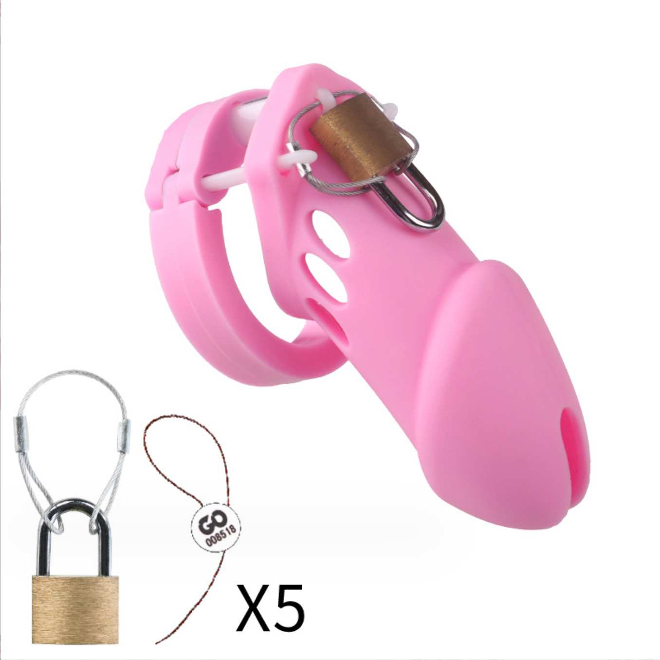 Rubber chastity cuckold device male cage BDSM  (Black/ Pink) 橡胶贞操男用 BDSM 1230