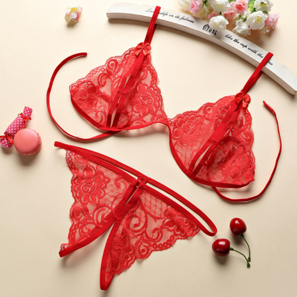 Lace lingerie 2pc bra set 蕾丝二件套三点式内衣1118