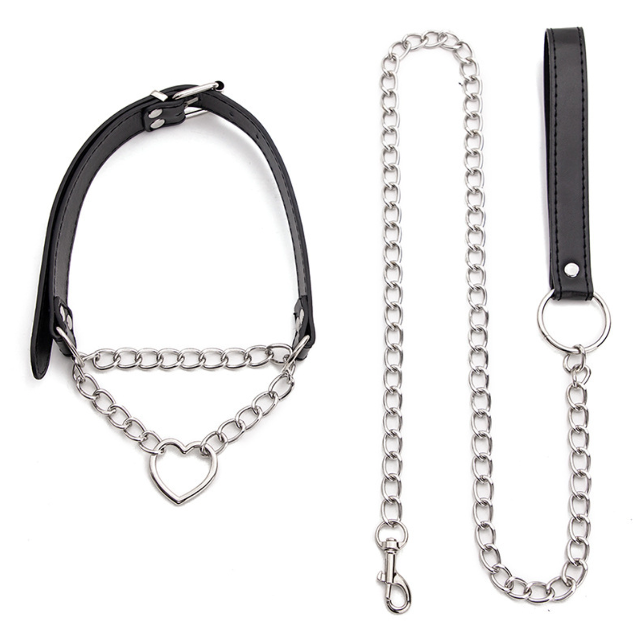 Black Heart Collar/Choker with leash BDSM 黑色爱心情趣BDSM 脖套+牵引 1550