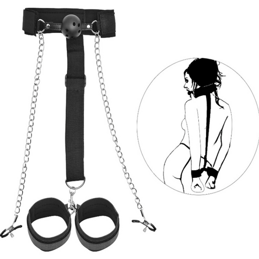 Bondage F with nipple clamp BDSM   捆绑束缚乳夹反手铐 F BDSM  1182