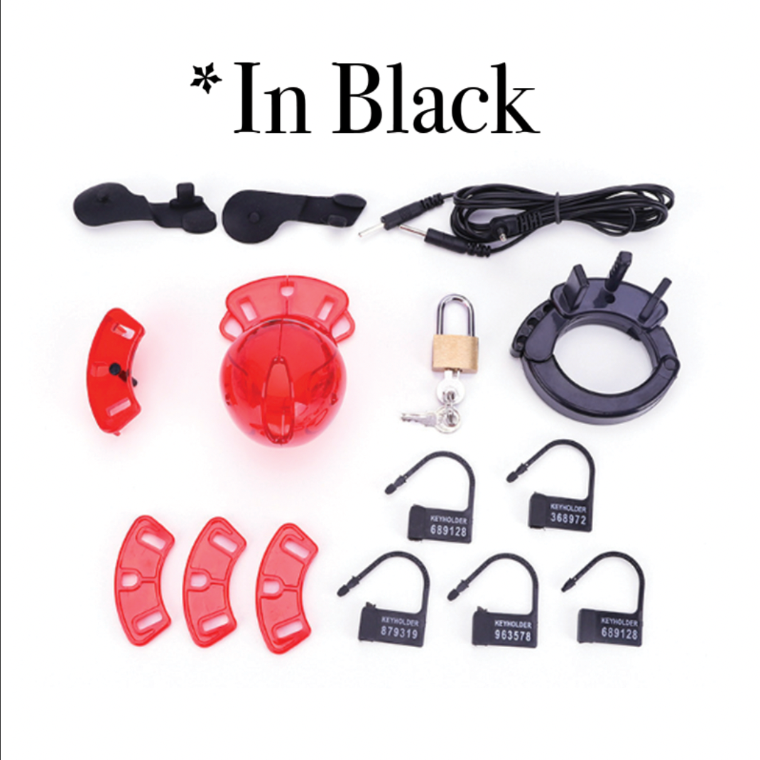 [Remote control] Black chastity electric shock cuckold device cage male BDSM  黑色遥控电击贞操锁男用 BDSM  1277