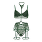 Peacock lacy 3pc lingerie bra set 孔雀蕾丝花边三点式  (Green/ Black) 1357