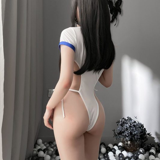 Swimming suit costume white D (Top+ stocking) 白色死库泳装 D 1411